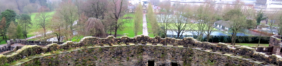 image taken from Cardiff Castle building overlooking Bute Park in Cardiff, Wales