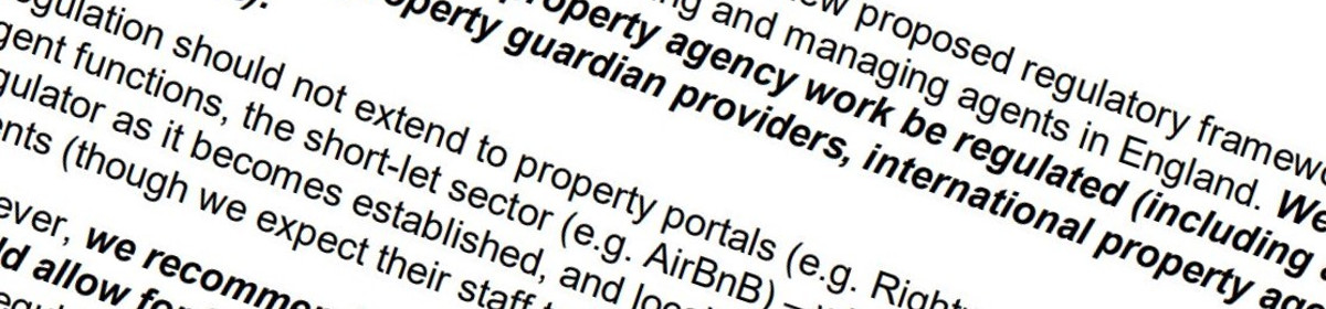 Extract from new Property Agent regulation report