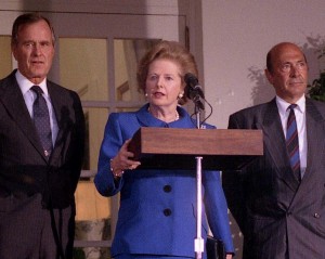 Mrs Thatcher visits George Bush Snr at the White House