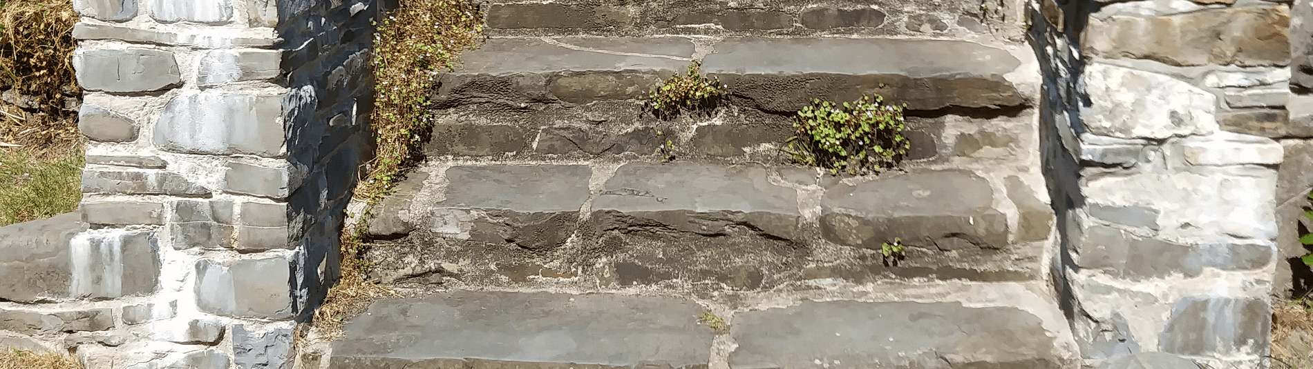 Old stone steps leading to house and home