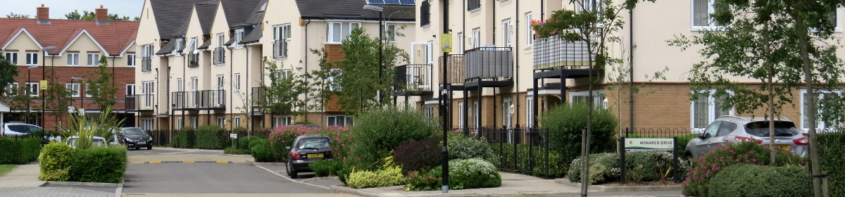 New housing estate with communal areas