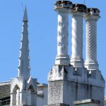 Ornate chimneys on building