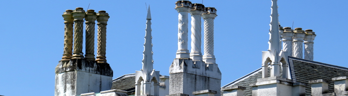 Ornate chimneys on building