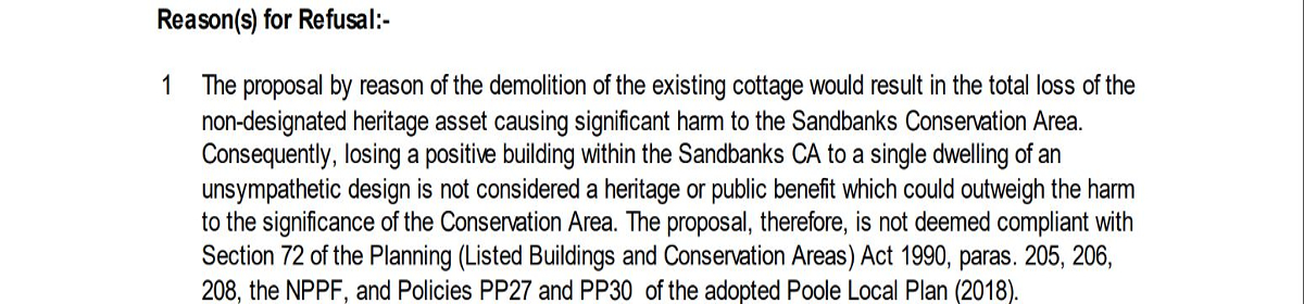 Sandbanks planning application decision notice