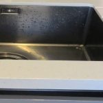 silica worktop in kitchen with sink and draining slats