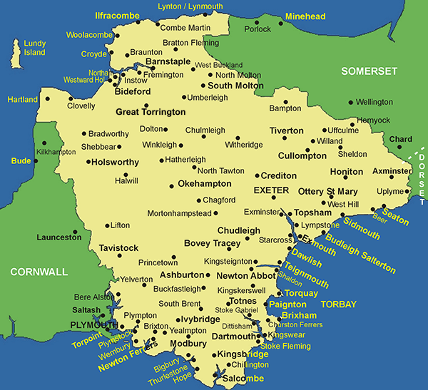 Clickable map of Devon