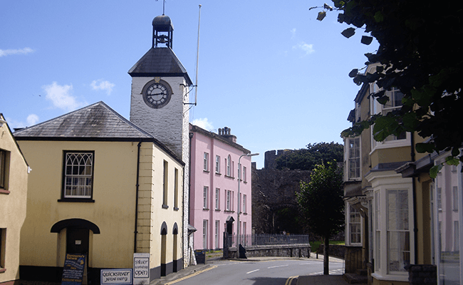 laugharne-clock-tower-and-buildings Laugharne clock tower and building
