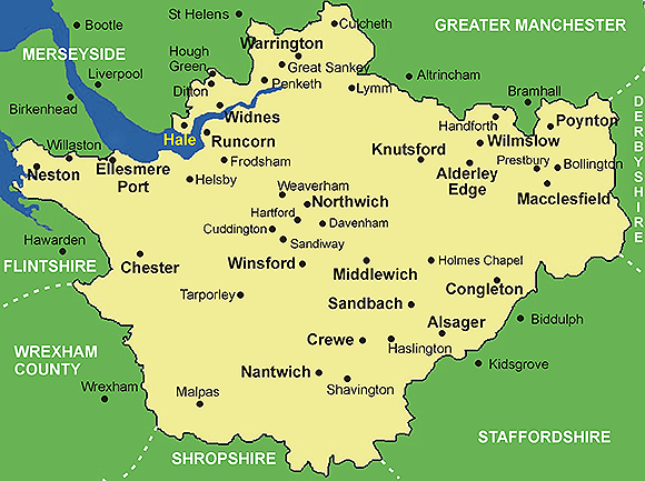 Clickable map of Cheshire