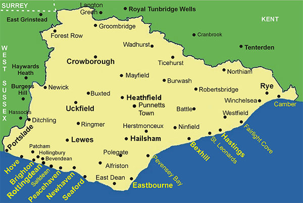 Clickable map of East Sussex