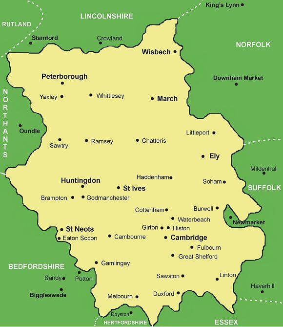 Clickable map of Cambridgeshire