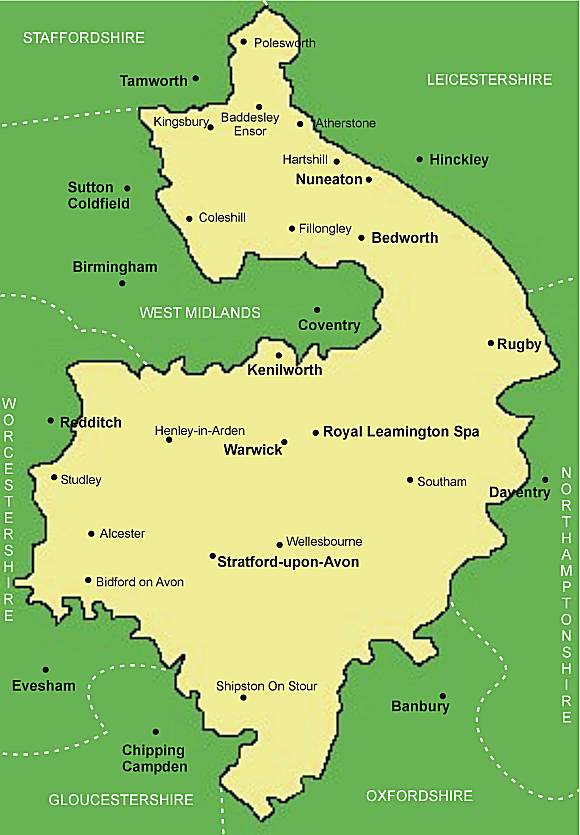 Clickable map of Warwickshire