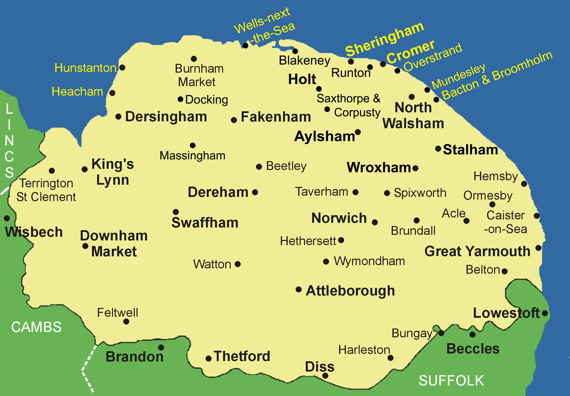 Clickable map of Norfolk