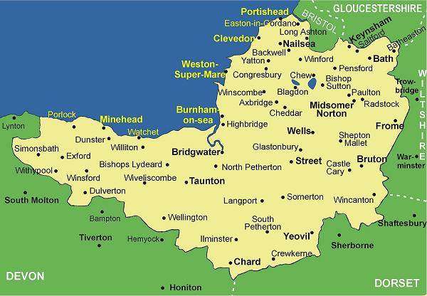 Clickable map of Somerset