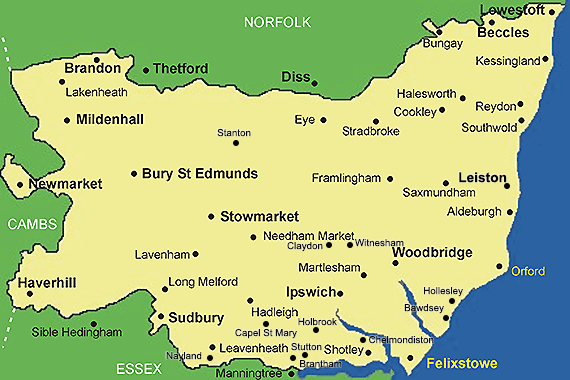 Clickable map of Suffolk