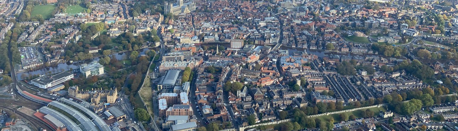 Aerial photograph of York city centre.
