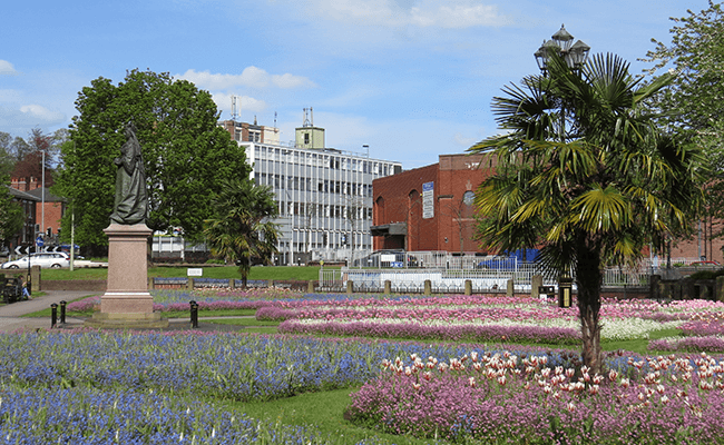 Queen's gardens in Newcastle Under Lyme