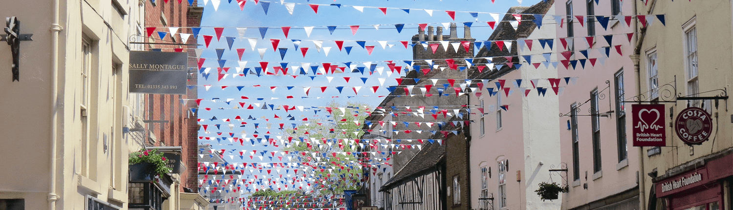 Ashbourne buildings and bunting