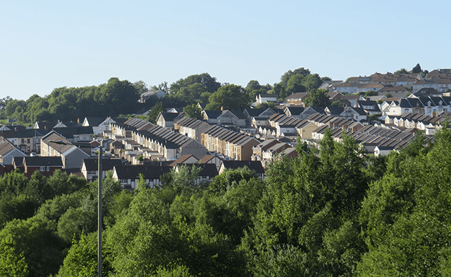 A view of residential properties in Merthyr Tydfil