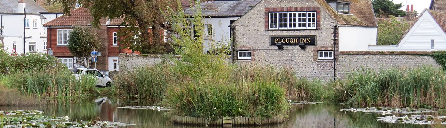 The Plough in and a pond in Rottingdean