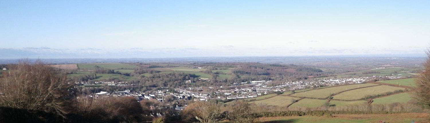 Elevated view of Okehampton town