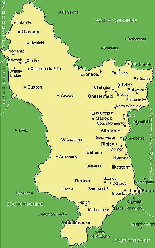 Clickable map of Derbyshire