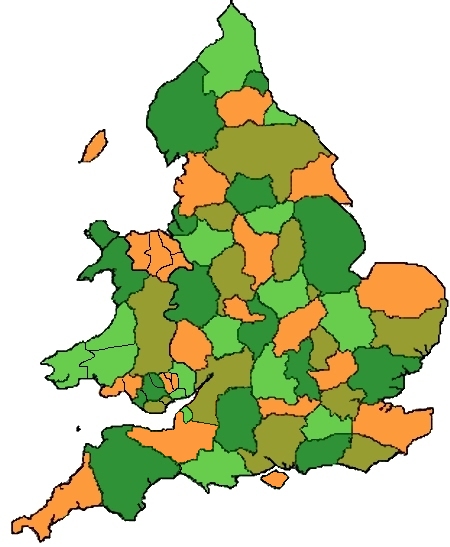 Clickable map of England