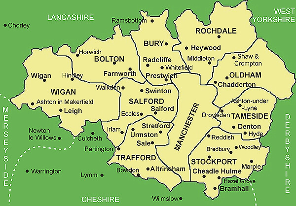 Clickable map of Greater Manchester