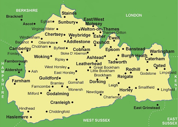 Clickable map of Surrey