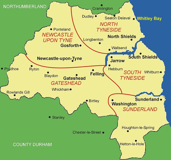 Clickable map of Tyne & Wear