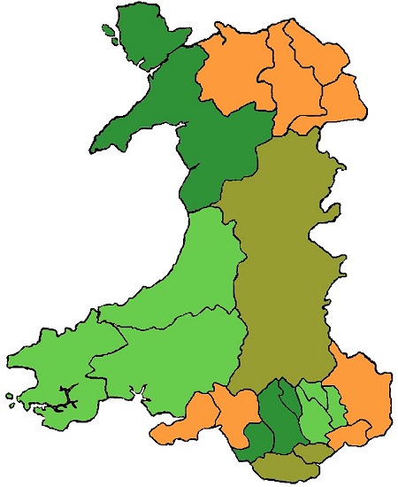 Clickable map of Wales