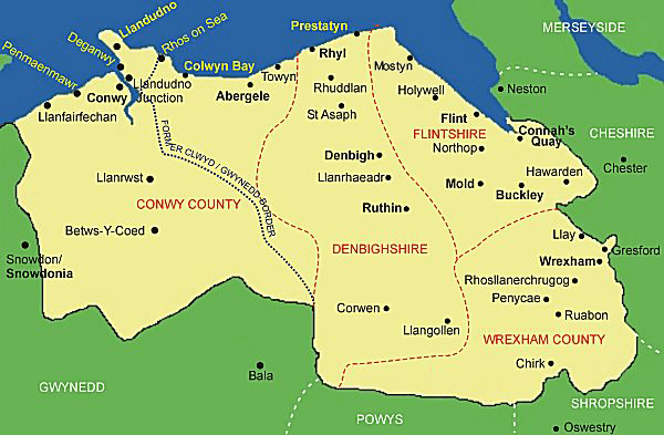 Clickable map of Clwyd