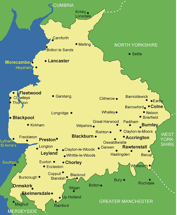 Clickable map of Lancashire