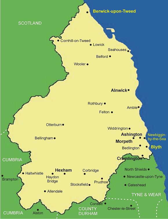 Clickable map of Northumberland