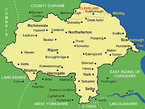 Clickable map of North Yorkshire