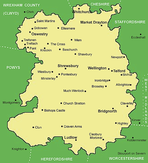 Clickable map of Shropshire