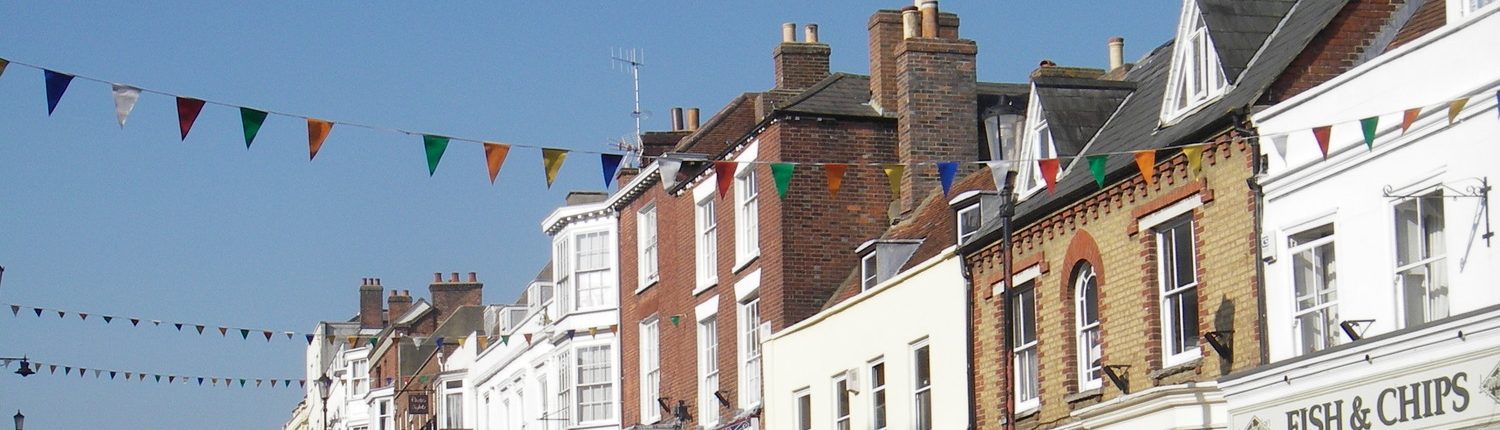 Lymington hight street with bunting