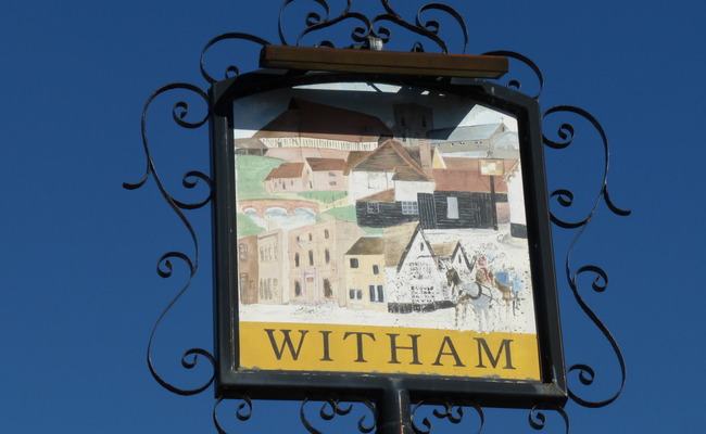 Witham town sign.