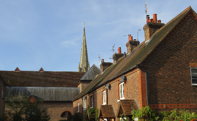 Church spire in Dorking